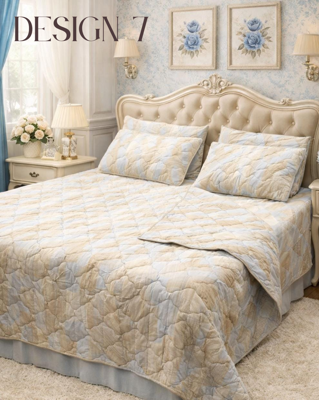 Luxury 6-Piece Cotton Quilt Bedsheet Set – Classic Comfort & Timeless Elegance 🛏️✨