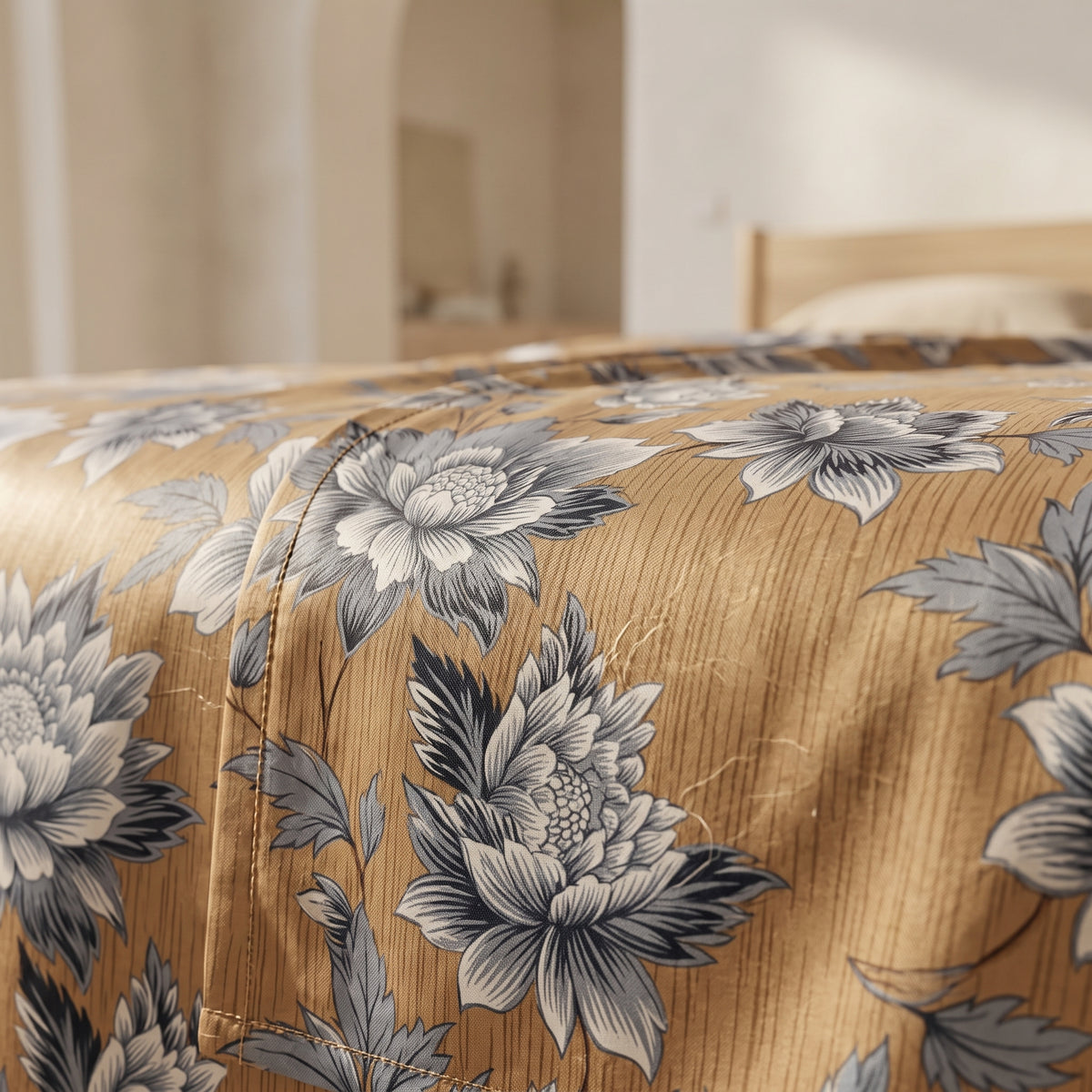 3D Printed Cotton Satin Double Bed Bedsheet