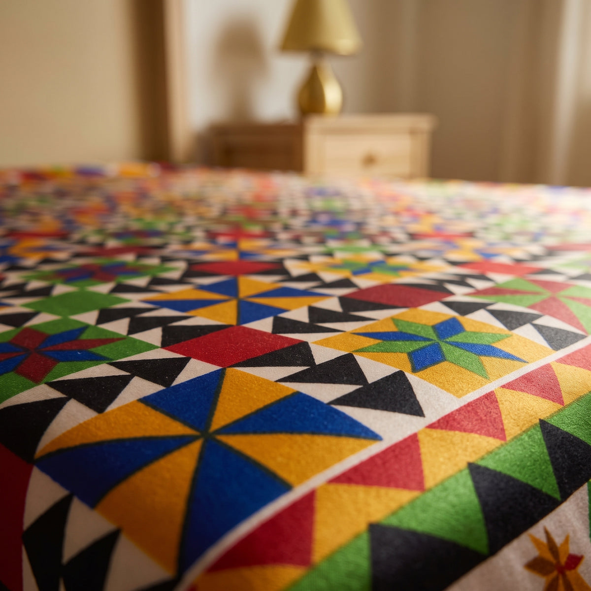 3D Printed Cotton Satin Double Bed Bedsheet