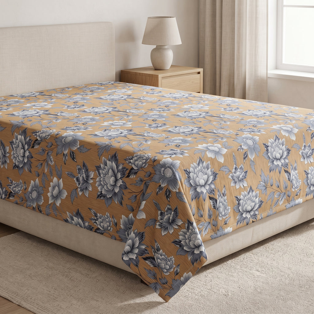 3D Printed Cotton Satin Double Bed Bedsheet