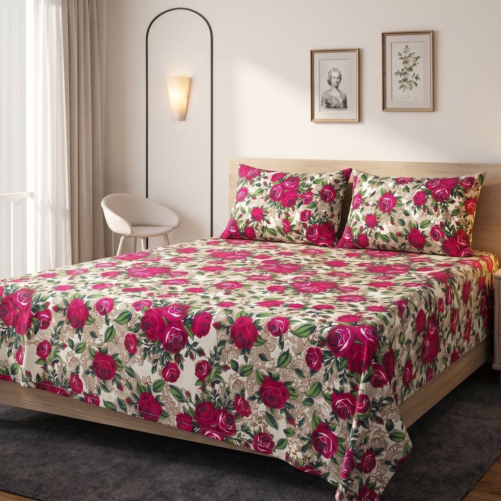 3D Printed Cotton Satin Double Bed Bedsheet