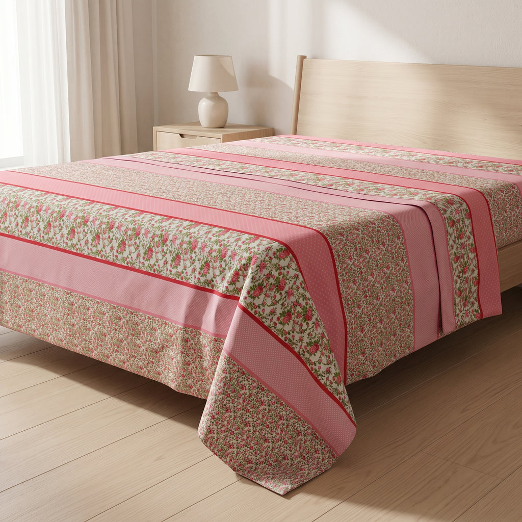 3D Printed Cotton Satin Double Bed Bedsheet