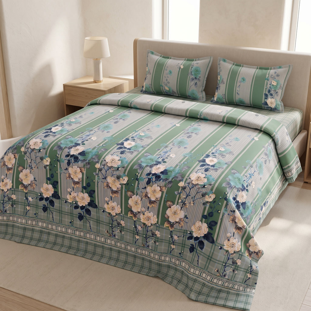 3D Printed Cotton Satin Double Bed Bedsheet