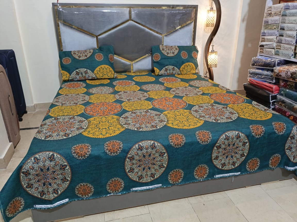 PREMIUM 3D PRINT COTTON SATAN BEDSHEET DUBEL BED