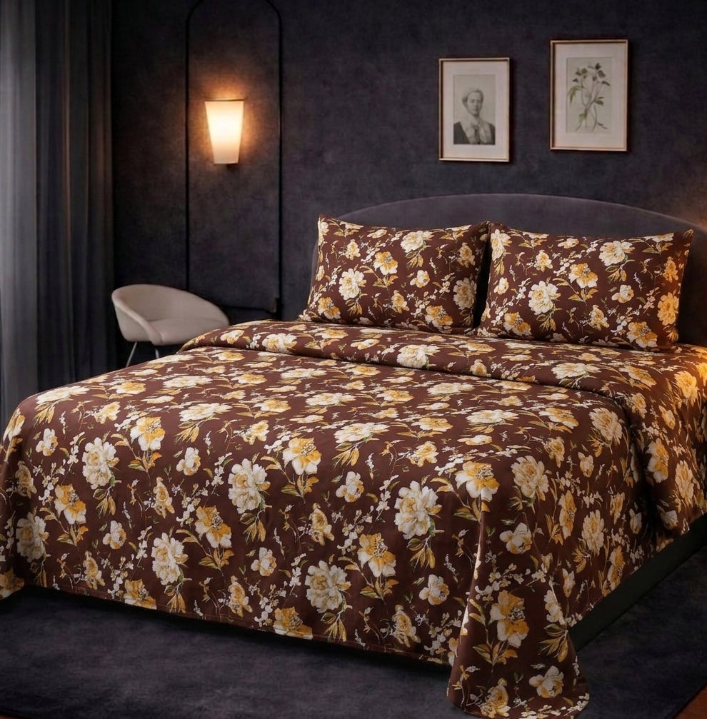 PREMIUM 3D PRINT COTTON SATAN BEDSHEET DUBEL BED