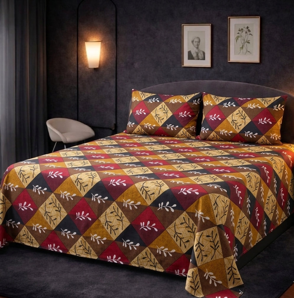 PREMIUM 3D PRINT COTTON SATAN BEDSHEET DUBEL BED