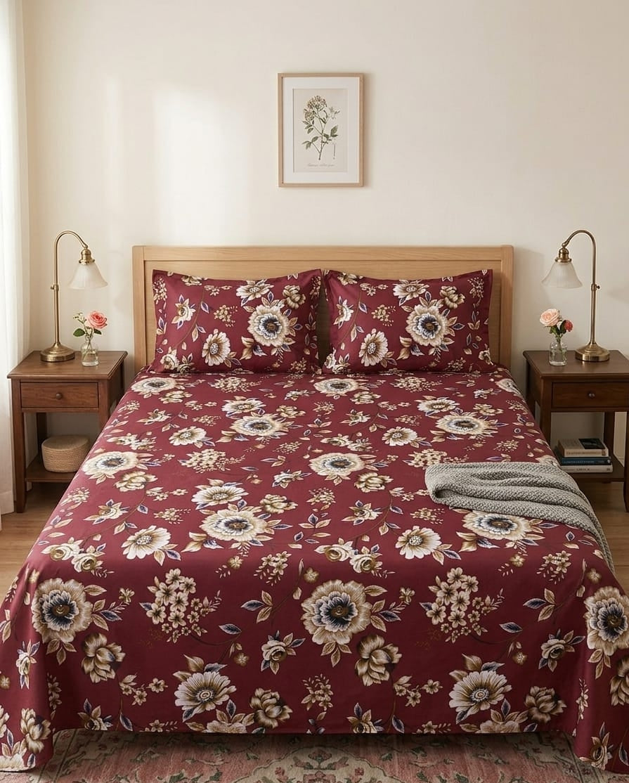 PREMIUM 3D PRINT COTTON SATAN BEDSHEET DUBEL BED