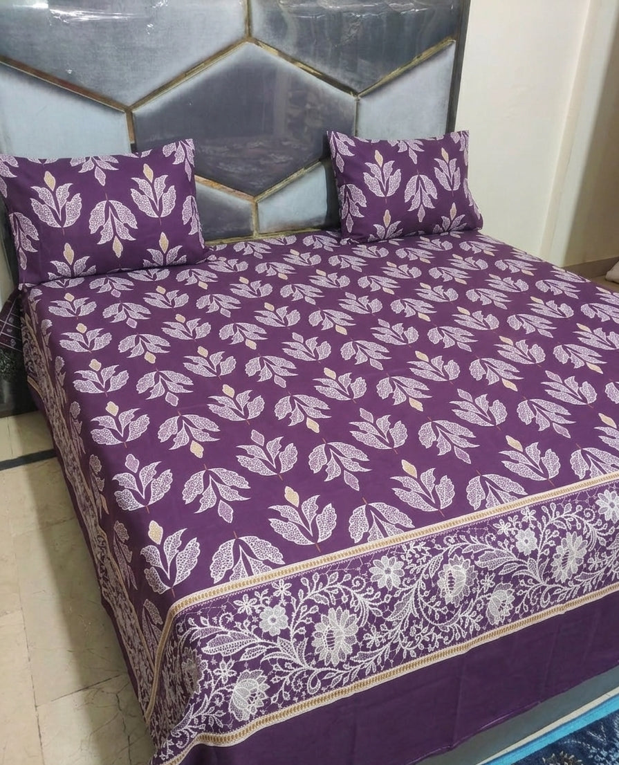 PREMIUM 3D PRINT COTTON SATAN BEDSHEET DUBEL BED