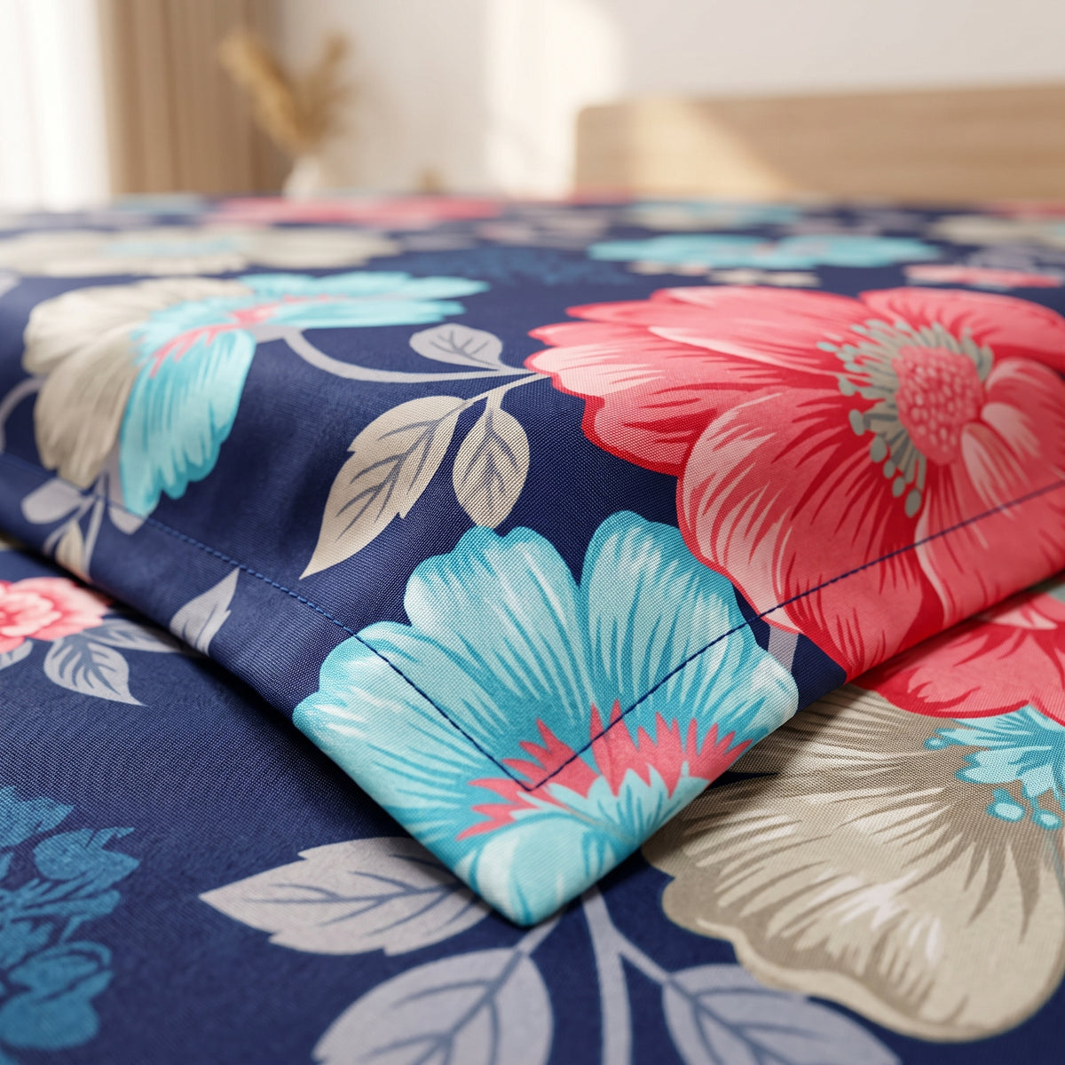 3D Printed Cotton Satin Double Bed Bedsheet