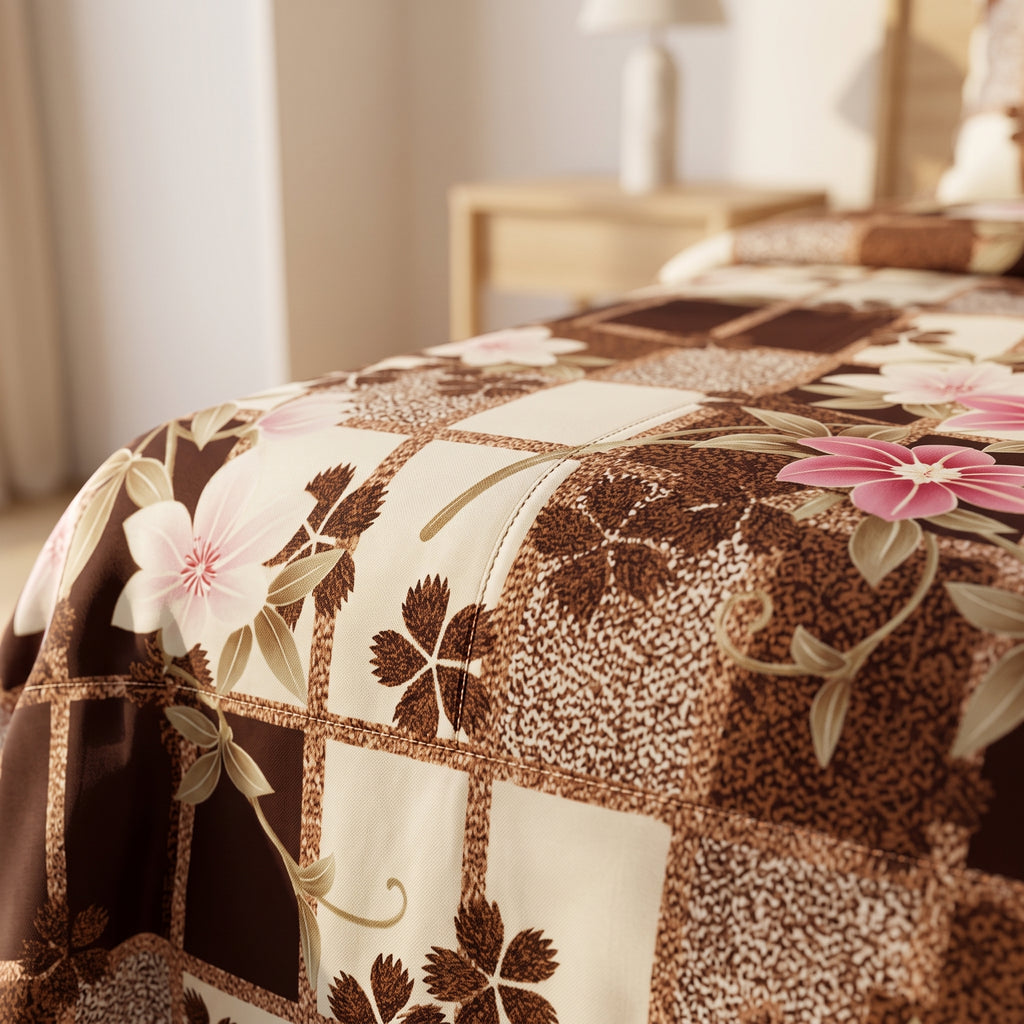 3D Printed Cotton Satin Double Bed Bedsheet