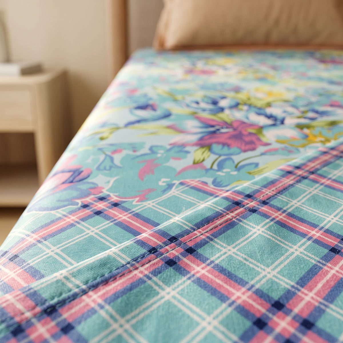 3D Printed Cotton Satin Double Bed Bedsheet