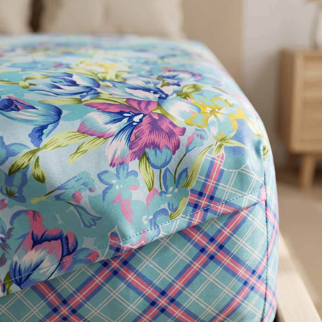 3D Printed Cotton Satin Double Bed Bedsheet
