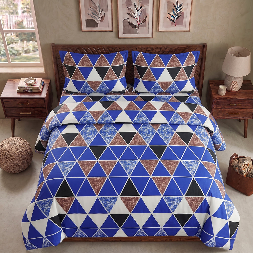3D Printed Cotton Satin Double Bed Bedsheet