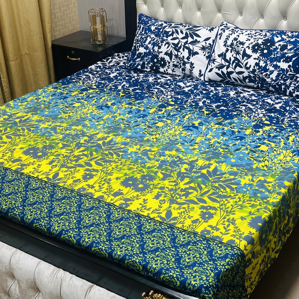 3D Printed Cotton Satin Double Bed Bedsheet