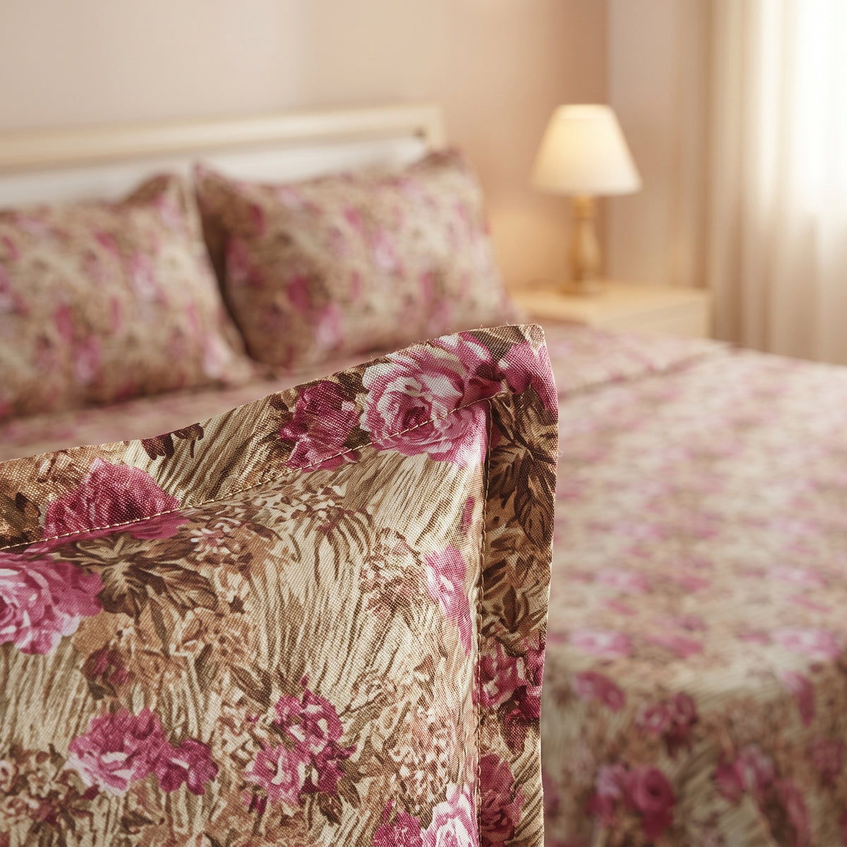 3D Printed Cotton Satin Double Bed Bedsheet