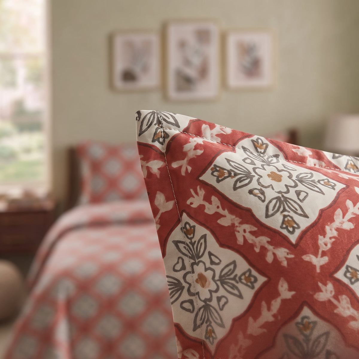 3D Printed Cotton Satin Double Bed Bedsheet