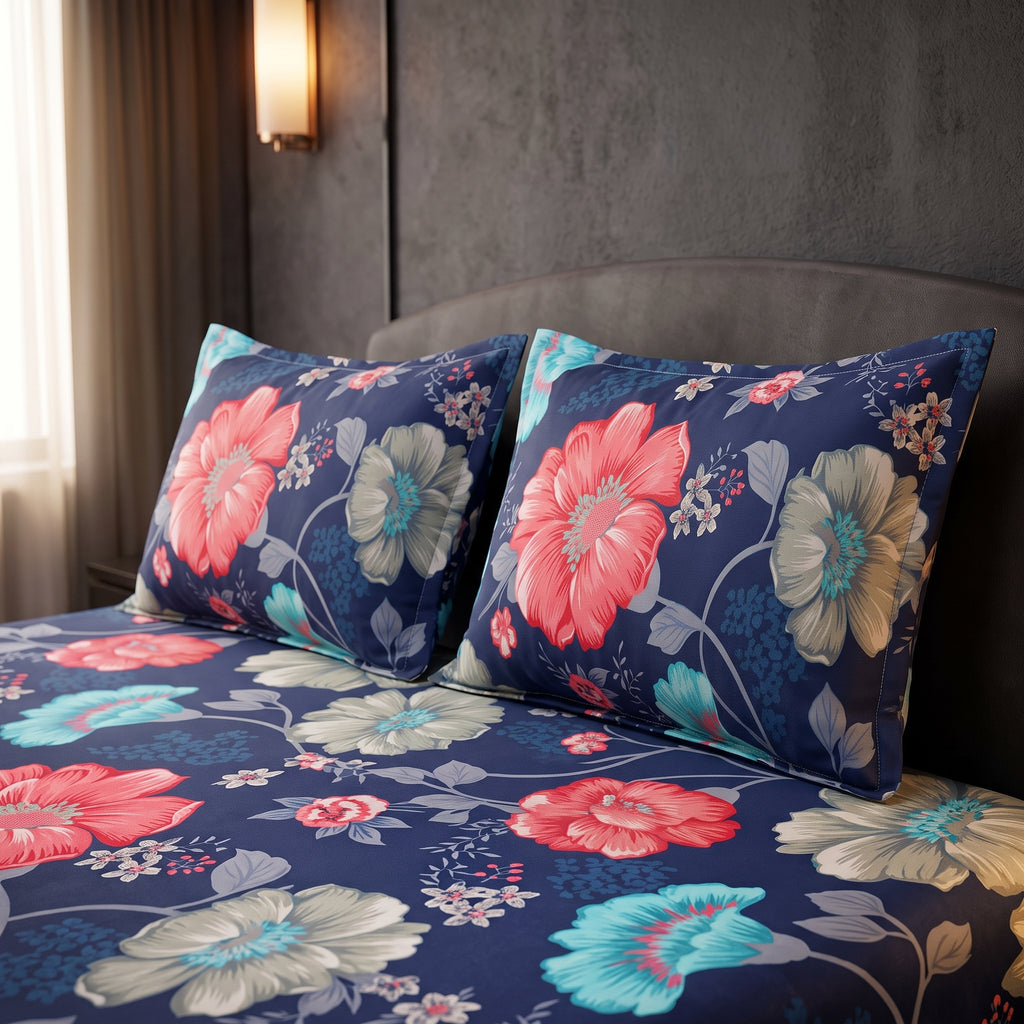 3D Printed Cotton Satin Double Bed Bedsheet