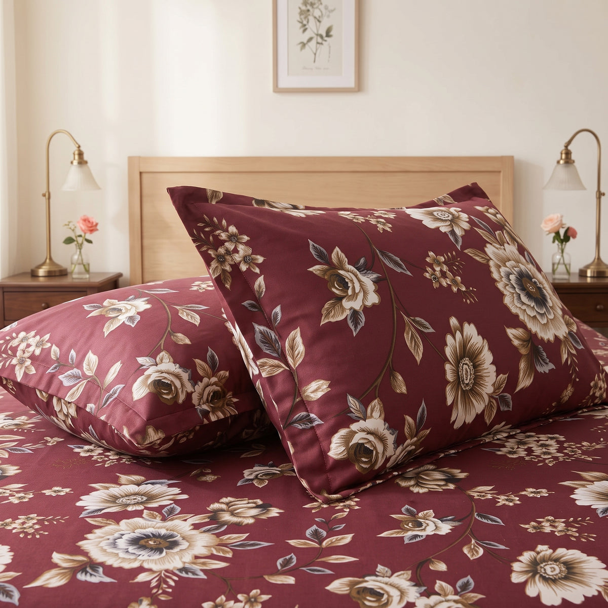 3D Printed Cotton Satin Double Bed Bedsheet