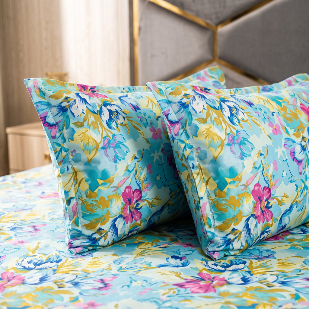 3D Printed Cotton Satin Double Bed Bedsheet