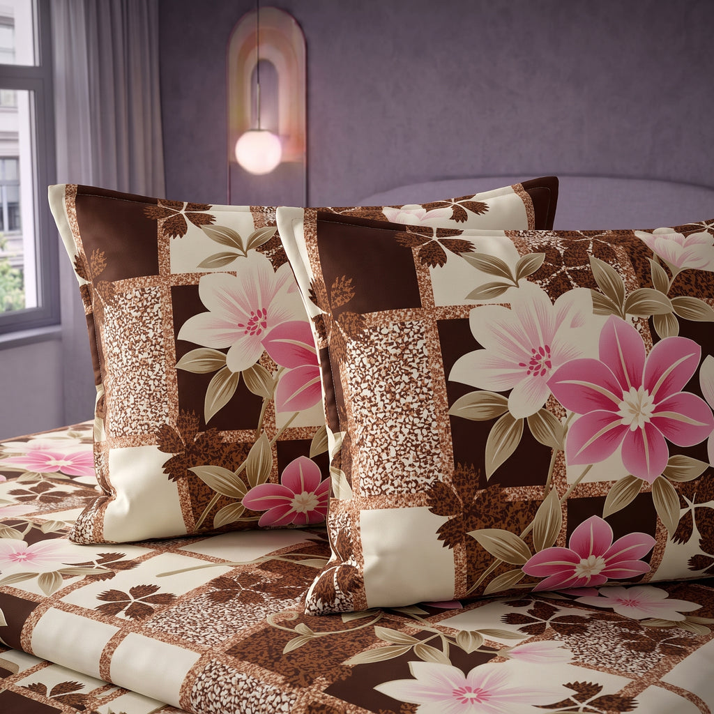3D Printed Cotton Satin Double Bed Bedsheet