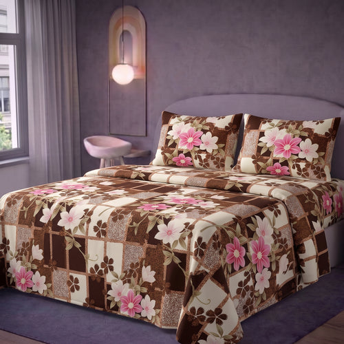 3D Printed Cotton Satin Double Bed Bedsheet