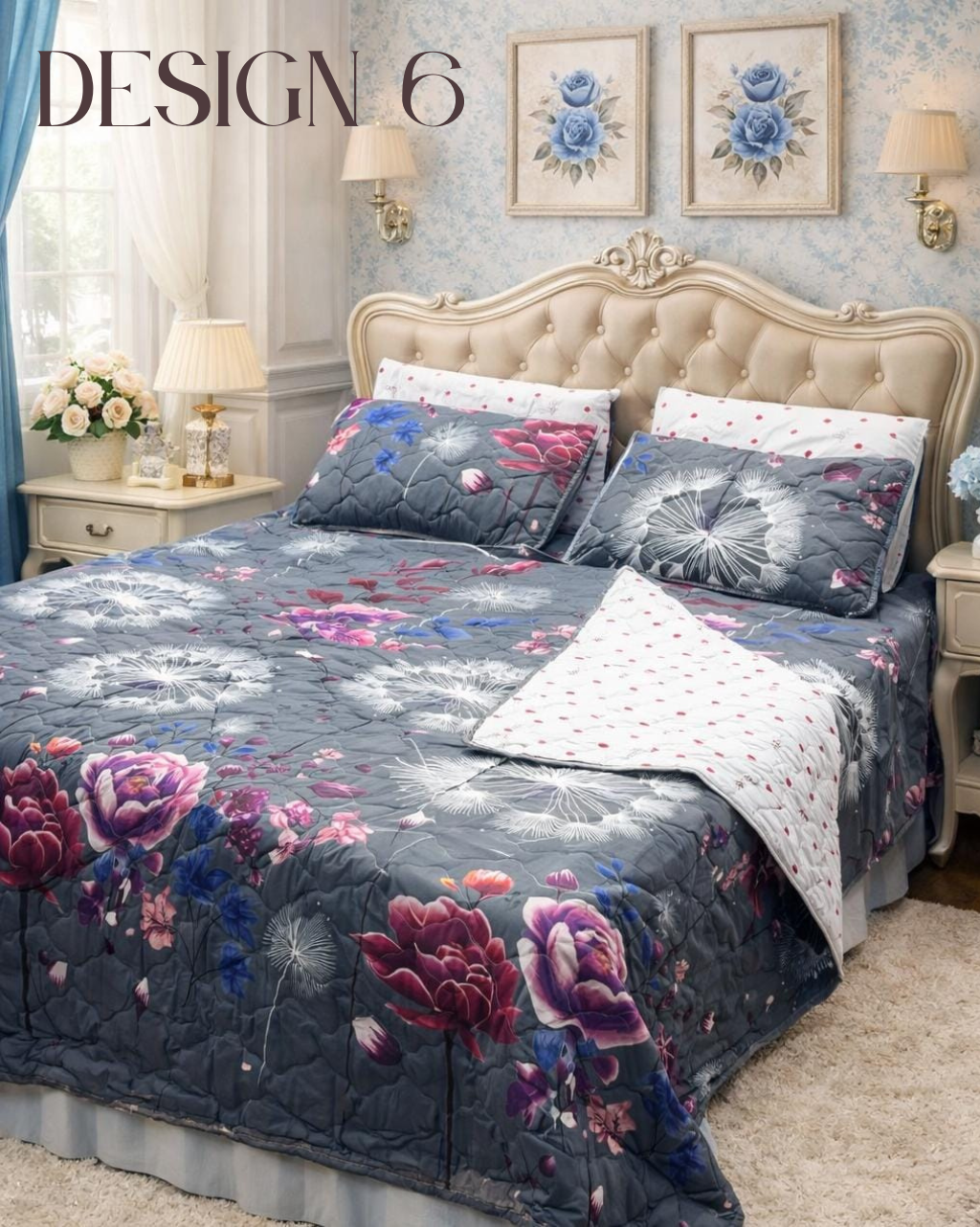 Luxury 6-Piece Cotton Quilt Bedsheet Set – Classic Comfort & Timeless Elegance 🛏️✨